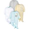 imageGerber Baby Boys 4 Pack Sleep N Play FootieAnimals Green