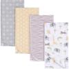 imageGerber Unisex Baby 100 Cotton Flannel Receiving Blankets 30x30 Inches Pack of 4 Coastal Calm One SizeAnimals  Geos Neutral