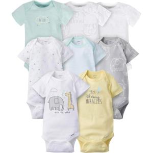imageGerber Baby 8Pack Short Sleeve Onesie BodysuitsAnimals Green