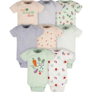 imageGerber Baby 8Pack Short Sleeve Onesie BodysuitsHappy Veggies