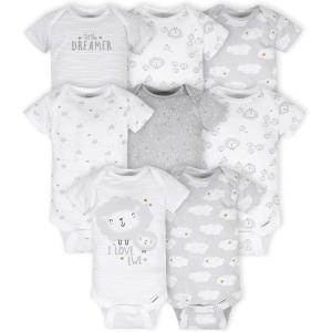 imageGerber Baby 8Pack Short Sleeve Onesie BodysuitsSheep Grey