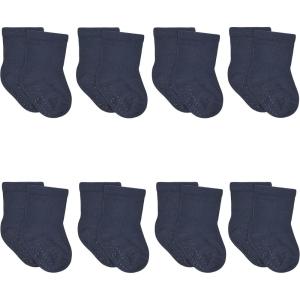 imageGerber Baby 8Pack WiggleProof Jersey Crew SocksNavy