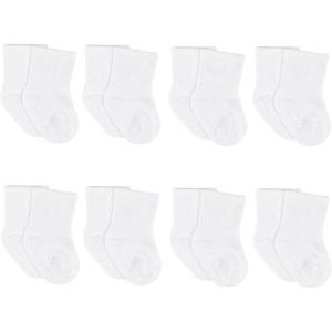imageGerber Baby 8Pack WiggleProof Jersey Crew SocksWhite