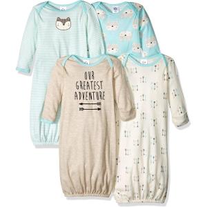 imageGerber Baby Boy and Girls 4Pack Sleeper GownAqua Fox
