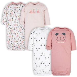imageGerber Baby Boy and Girls 4Pack Sleeper GownBear Pink