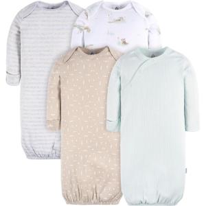 imageGerber Baby Boy and Girls 4Pack Sleeper GownEucalyptus Otters