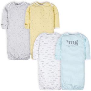 imageGerber Baby Boy and Girls 4Pack Sleeper GownWords Grey