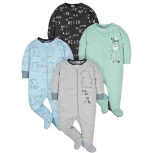 imageGerber Baby Boys 4 Pack Sleep N Play FootieBear