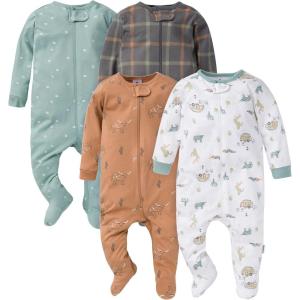 imageGerber Baby Boys 4 Pack Sleep N Play FootieCamping