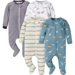 imageGerber Baby Boys 4 Pack Sleep N Play FootieDogs