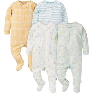 imageGerber Baby Boys 4 Pack Sleep N Play FootieFarm