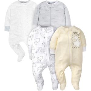 imageGerber Baby Boys 4 Pack Sleep N Play FootieSheep