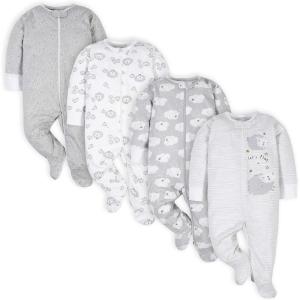 imageGerber Baby Boys 4 Pack Sleep N Play FootieSheep Grey