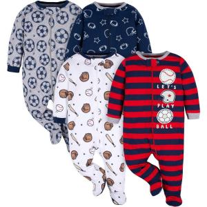 imageGerber Baby Boys 4 Pack Sleep N Play FootieSports