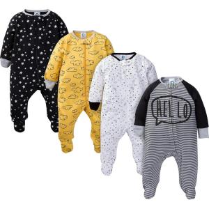 imageGerber Baby Boys 4 Pack Sleep N Play FootieStar