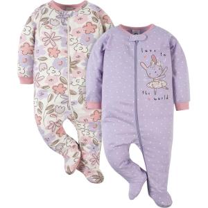 imageGerber Baby Girls 2pack Sleep N PlayBunny Ballerina Purple