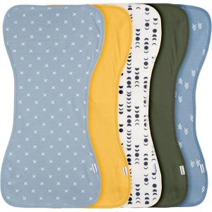 imageGerber Baby Unisex Burp Cloths 5Pack White Black Size 105quot x 21quotBlue Gold