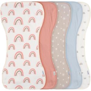 imageGerber Baby Unisex Burp Cloths 5Pack White Black Size 105quot x 21quotPink Rainbows