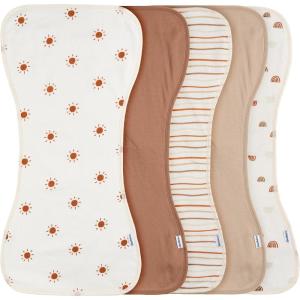 imageGerber Baby Unisex Burp Cloths 5Pack White Black Size 105quot x 21quotRust Tan