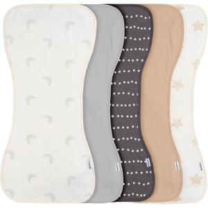imageGerber Baby Unisex Burp Cloths 5Pack White Black Size 105quot x 21quotTan Grey