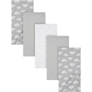 imageGerber Girls Newborn Infant Baby Toddler Nursery 100 Cotton Flannel Receiving Swaddle Blanket Butterfly White Pack of 5Clouds Grey