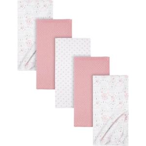 imageGerber Girls Newborn Infant Baby Toddler Nursery 100 Cotton Flannel Receiving Swaddle Blanket Butterfly White Pack of 5Pink Critters