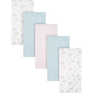 imageGerber Girls Newborn Infant Baby Toddler Nursery 100 Cotton Flannel Receiving Swaddle Blanket Butterfly White Pack of 5Princess White