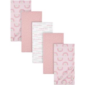 imageGerber Girls Newborn Infant Baby Toddler Nursery 100 Cotton Flannel Receiving Swaddle Blanket Butterfly White Pack of 5Rainbows Pink
