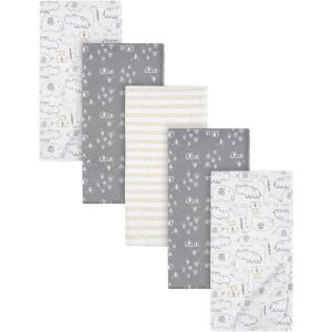 imageGerber Girls Newborn Infant Baby Toddler Nursery 100 Cotton Flannel Receiving Swaddle Blanket Butterfly White Pack of 5Safari Animals White