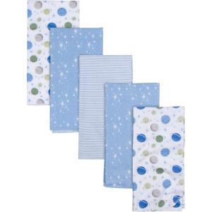 imageGerber Girls Newborn Infant Baby Toddler Nursery 100 Cotton Flannel Receiving Swaddle Blanket Butterfly White Pack of 5Space Blue