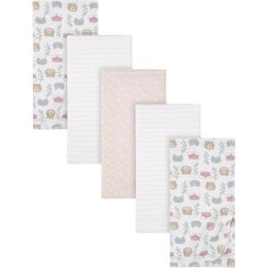 imageGerber Girls Newborn Infant Baby Toddler Nursery 100 Cotton Flannel Receiving Swaddle Blanket Butterfly White Pack of 5Woodland Critters White