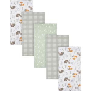 imageGerber Girls Newborn Infant Baby Toddler Nursery 100 Cotton Flannel Receiving Swaddle Blanket Butterfly White Pack of 5Woodland White