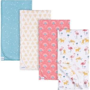 imageGerber Unisex Baby 100 Cotton Flannel Receiving Blankets 30x30 Inches Pack of 4 Coastal Calm One SizeAnimal Geo Girl