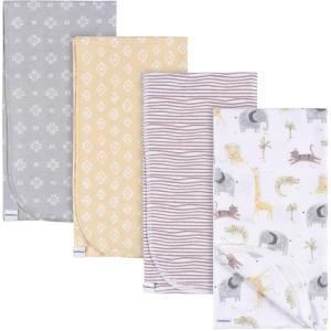 imageGerber Unisex Baby 100 Cotton Flannel Receiving Blankets 30x30 Inches Pack of 4 Coastal Calm One SizeAnimals  Geos Neutral