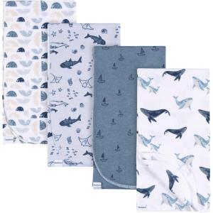 imageGerber Unisex Baby 100 Cotton Flannel Receiving Blankets 30x30 Inches Pack of 4 Coastal Calm One SizeCoastal Calm