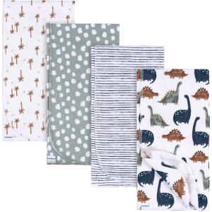imageGerber Unisex Baby 100 Cotton Flannel Receiving Blankets 30x30 Inches Pack of 4 Coastal Calm One SizeDino Time