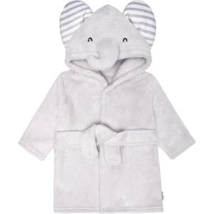 imageGerber Unisex Baby Plushy Soft Hooded Animal Character BathrobeGrey Elephant