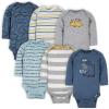 imageGerber Baby Boys 6Pack LongSleeve Onesies BodysuitDinosaur Blue
