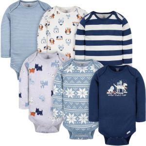 imageGerber Baby Boys 6Pack LongSleeve Onesies BodysuitSnow Much Fun