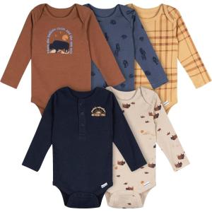 imageGerber Baby Boys 6Pack LongSleeve Onesies BodysuitWestern Style