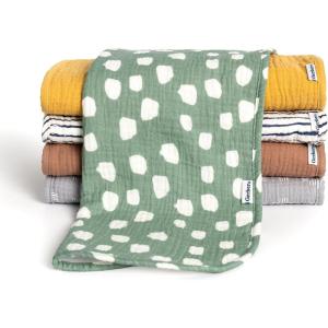 imageGerber Baby Unisex Muslin Burp Cloths 5Pack Multi Pink Floral Large Size 20quot x 10quotMulti Teal Dots
