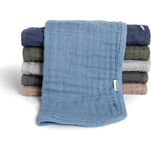 imageGerber Baby Unisex Muslin Burp Cloths 6Pack Teal Large Size 20quot x 10quotMulti Blues Browns