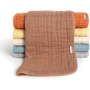 imageGerber Baby Unisex Muslin Burp Cloths 6Pack Teal Large Size 20quot x 10quotMulti Browns