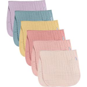 imageGerber Baby Unisex Muslin Burp Cloths 6Pack Teal Large Size 20quot x 10quotSolid Multi Rainbow
