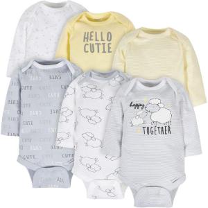 imageGerber Unisex Baby 6 Pack Longsleeve Onesies BodysuitSheep