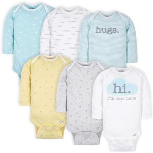 imageGerber Unisex Baby 6 Pack Longsleeve Onesies BodysuitWords Grey