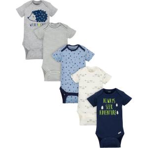 imageGerber babyboys 5pack Short Sleeve Variety Onesies BodysuitsHedgehog