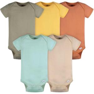 imageGerber babyboys 5pack Short Sleeve Variety Onesies BodysuitsMulti Solids