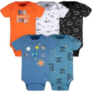 imageGerber babyboys 5pack Short Sleeve Variety Onesies BodysuitsSpace