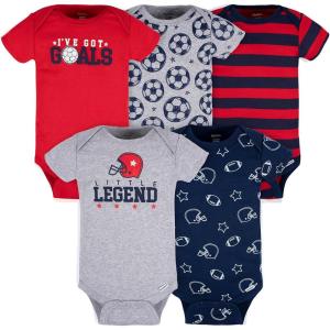 imageGerber babyboys 5pack Short Sleeve Variety Onesies BodysuitsSports Blue